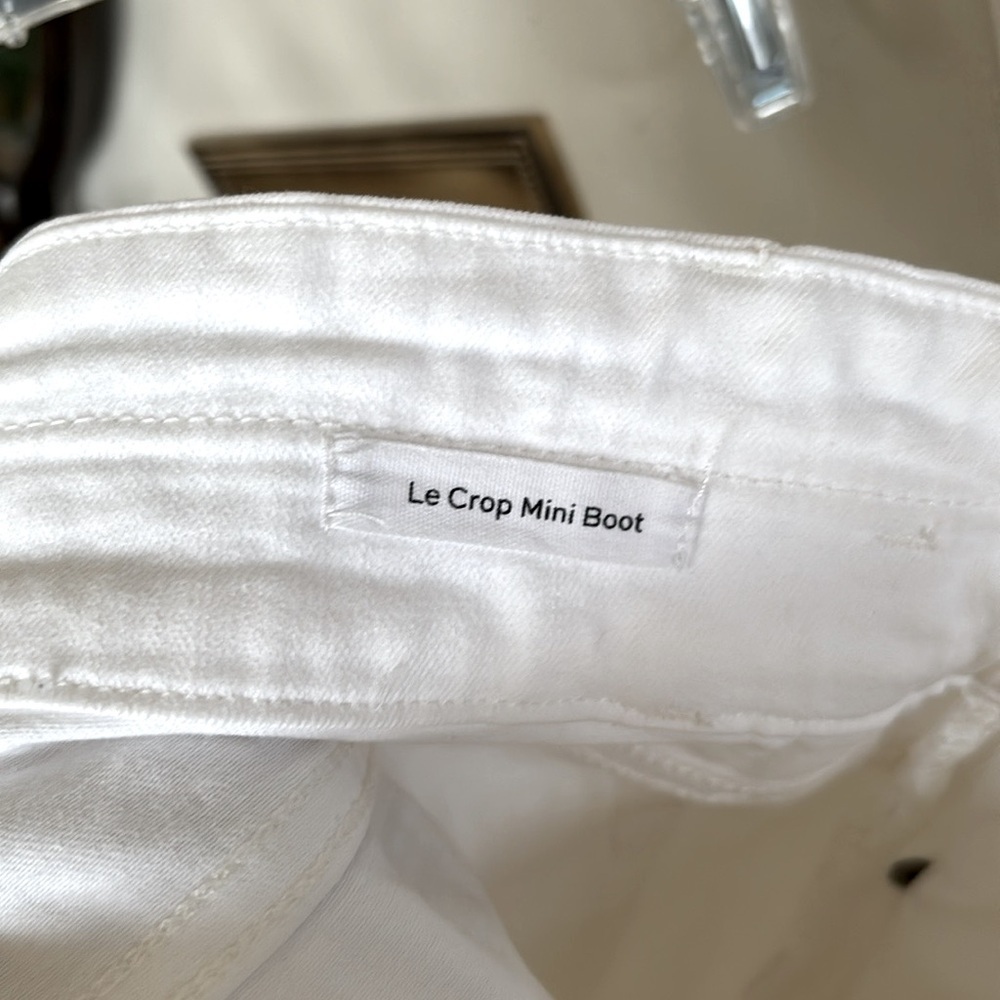 Frame Le Crop Mini Boot White Jeans Cotton Stretch Denim Casual Preppy - Picture 10 of 13